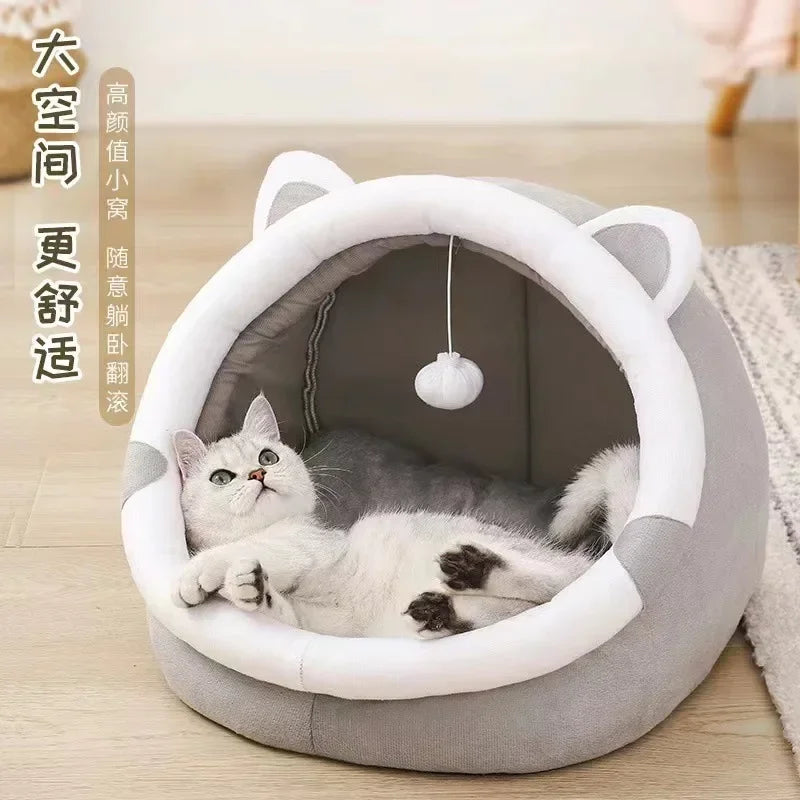 Cat Bed House Kennel Nest Round Pets Sleeping Cave Kitten Beds Pet Basket Cozy Kitten Lounger Cushion Cat House Tent Dog House