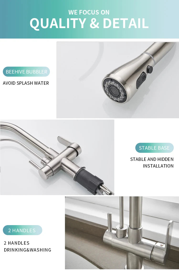 Brushed Nickel Touch on Filter Kitchen Faucet with Pull Down Sprayer Hot Cold Kitchen Sink Mixer Tap Sensor Touch Kitchen Faucet