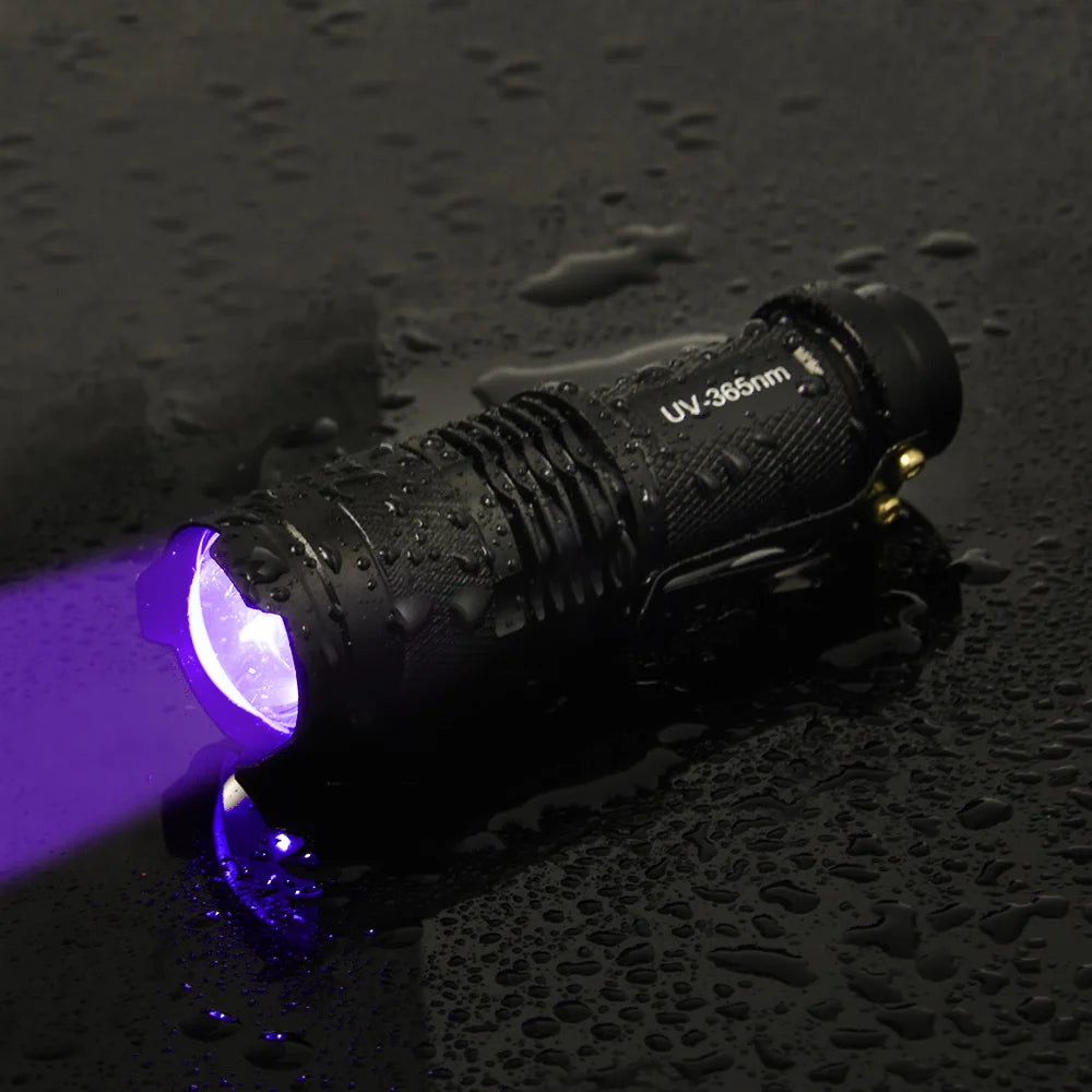 UV Flashlight LED Ultraviolet Torch Zoomable Mini Ultra Violet Lights 395/365nm Inspection Lamp Pet Urine Stain Detector Tools