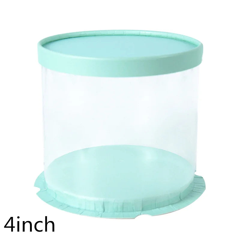 4/6inch Round Cake Box multicolor Transparent Cylindrical Pattern Gifts Rose Bear Packaging Case Baking Birthday Party Decor