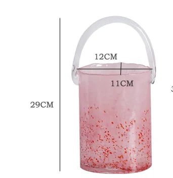 Pink Pail Glass Handbag Home Decor Flower Vase Decoration Piece Creative Internet Celebrity INS Wind Hydroponic Vase Retro