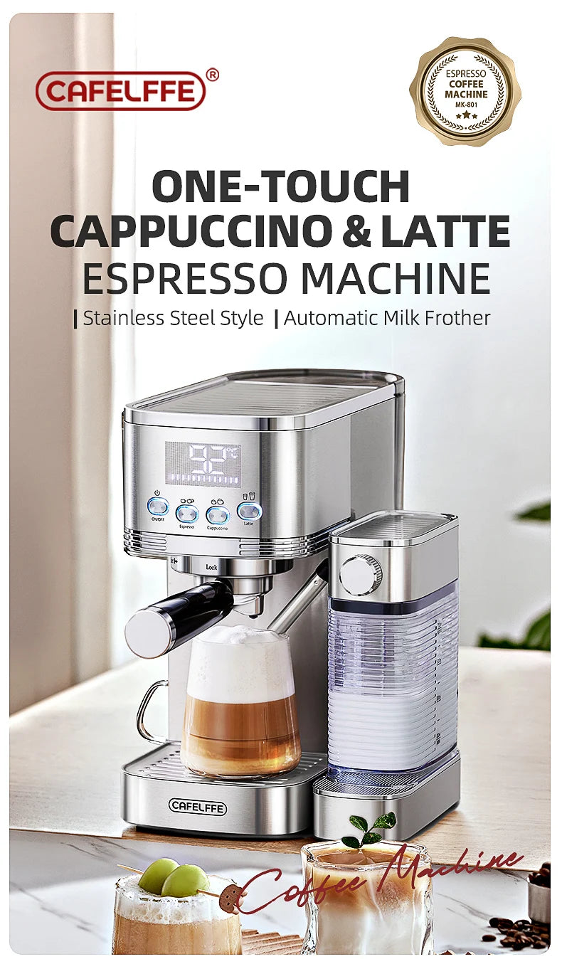 Cafelffe 3in1 Automatic Coffee machine cafeteria Cappuccino Latte Espresso maker Fully Automatic Milk Froth Stainless Steels