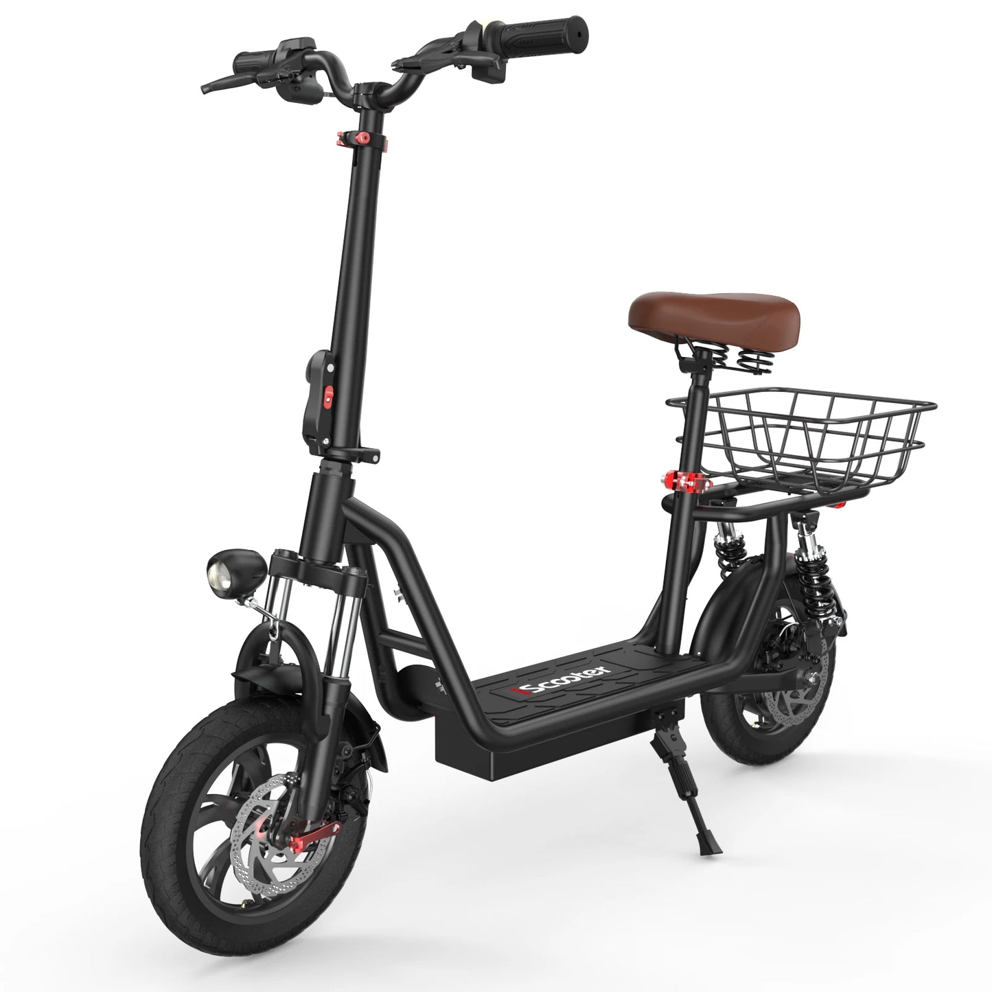 iScooter i12 12inch Electric Scooter 500W 25KM/H Folding Lightweight Adult Scooter 35KM Max Range Scooters with Seat and Basket