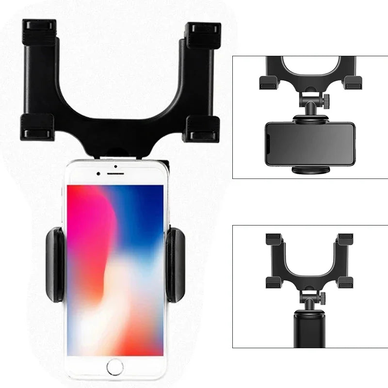 360° Car Rearview Mirror Mobile Phone Holder for Car Mount Smartphone GPS Holder Support Rotating Adjustable Telescopic Phone