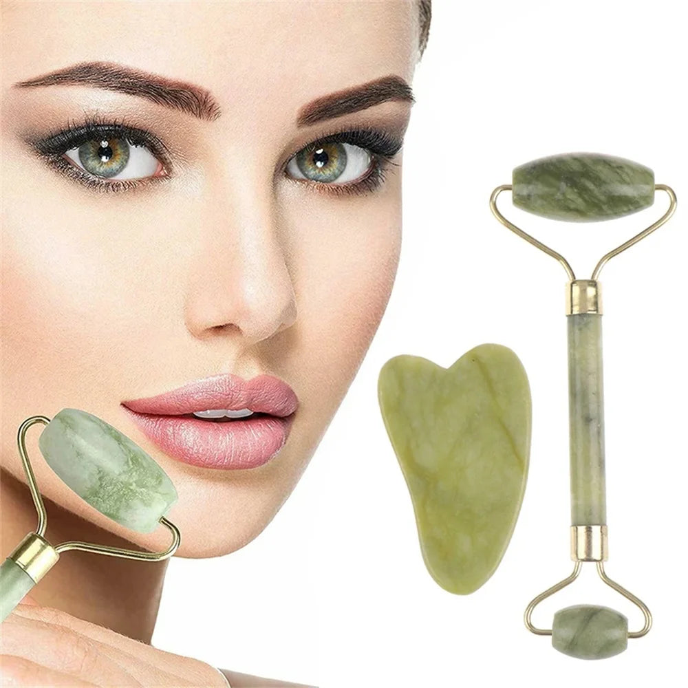 Jade Scraping Facial Massage Beauty Tool Natural Jade Scraping Board Roller Massager Law Tattoo Eye Beauty Bar