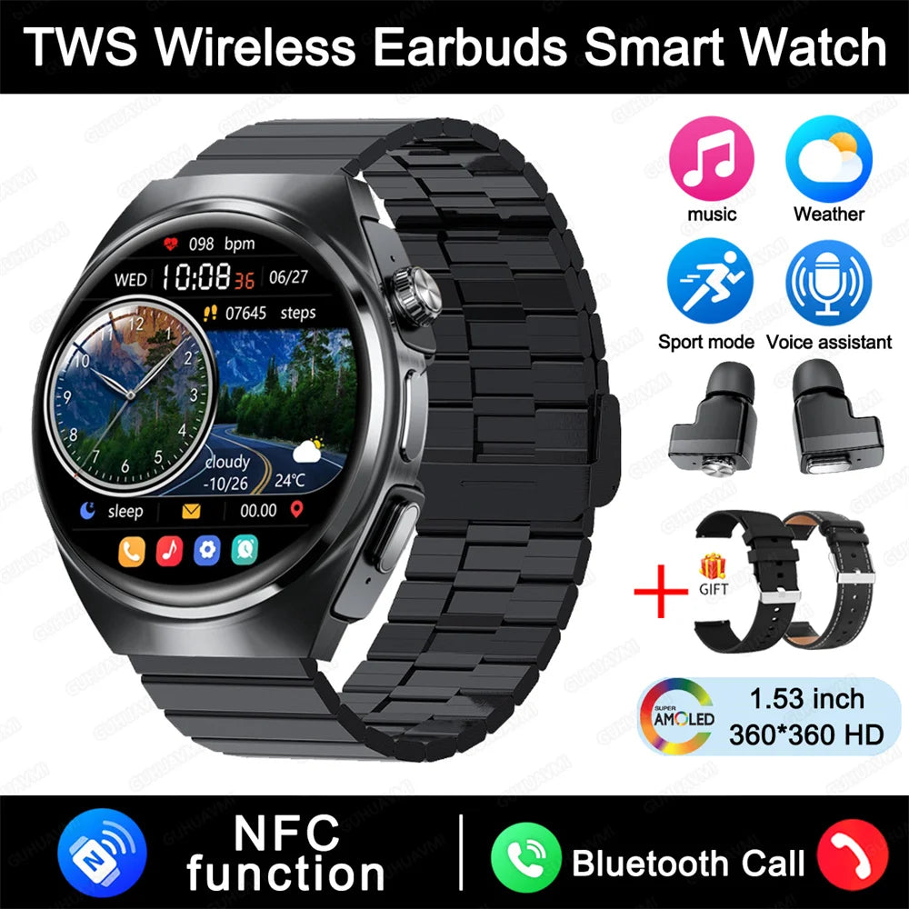 For Xiaomi New 2 in 1 Smart Watch With Earbuds Smartwatch TWS Bluetooth Earphone Heart Rate Blood Pressure Monitor Sports Watch