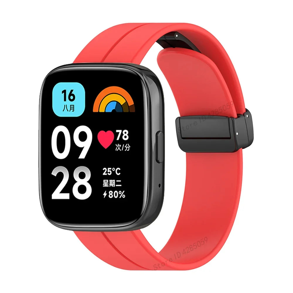 Silicone Wristband For Redmi Watch 3 Active Strap Magnetic Folding Buckle Bracelet For Redmi Watch 3/4 SmartWatch Band Accessory