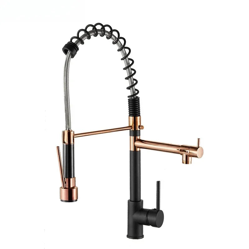 360 Rotatable Faucet Mixer Sink Brass Spring Water Kitchen Taps Gold Ceramic Modern Contemporary Single Handle