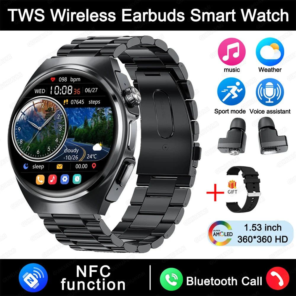 For Xiaomi New 2 in 1 Smart Watch With Earbuds Smartwatch TWS Bluetooth Earphone Heart Rate Blood Pressure Monitor Sports Watch