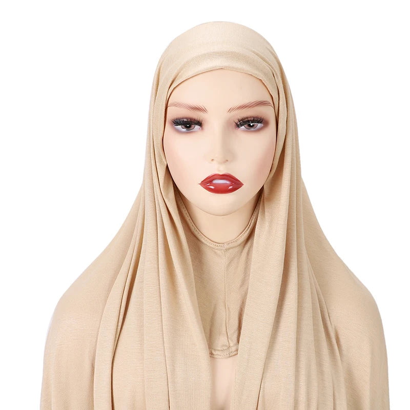 One piece instant wrap hijab ribbed jersey scarves instant hijab fashion muslim hijab with full cover cap