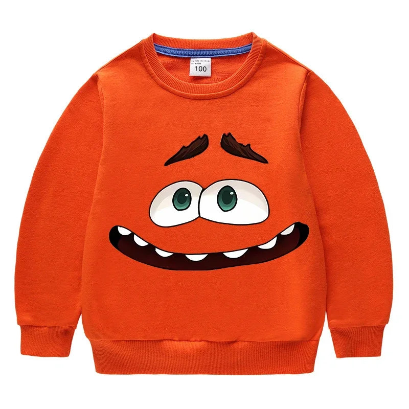 Inside Out 2 Sweatshirts for Boys Girls Anime Cartoon Funny Expressions Printed Hoodies Children Fashion Long Sleeve Pullover