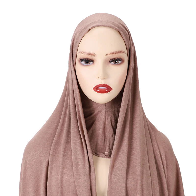 One piece instant wrap hijab ribbed jersey scarves instant hijab fashion muslim hijab with full cover cap