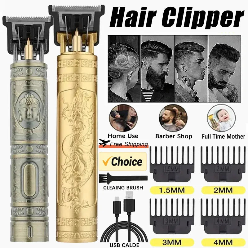 2024 New Vintage T9 Hair Cutting Machine Men's Electric Shaver Rechargeable Hair Trimmer Beard Clipper Barber Hair Cut Hot Sale