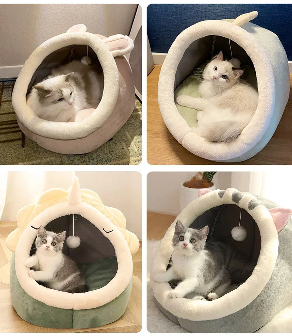 Cat Bed House Kennel Nest Round Pets Sleeping Cave Kitten Beds Pet Basket Cozy Kitten Lounger Cushion Cat House Tent Dog House