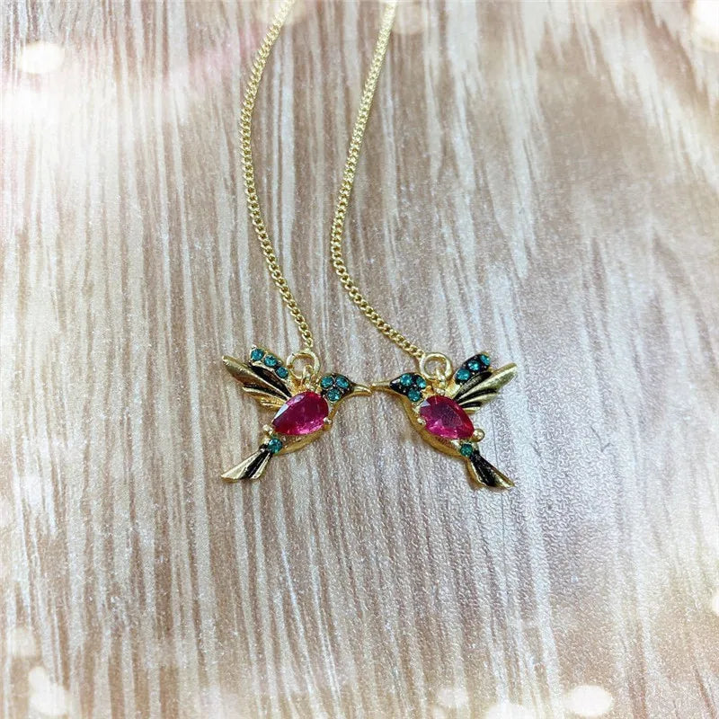 Women's Dangle Earrings Fashionable Wing Spreading Zircon Hummingbird Long Pendant Earchain Lady Jewelry Fashionable Wing Spread