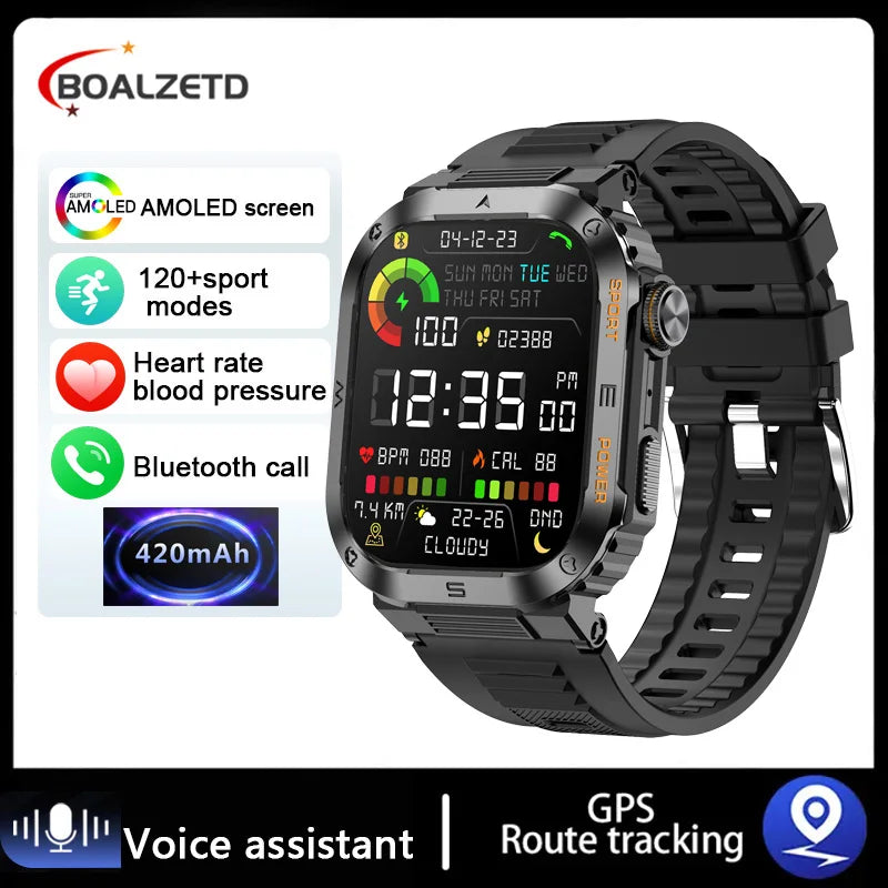 BOALZETD 2.01 Outdoor Military Smart Watch Men Bluetooth Call Smartwatch For Android IOS IP68 Waterproof Sports Fitness Watches