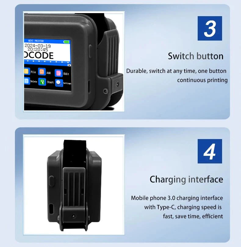 DCODE XMINI 12.7mm Portable Mini Printer Handheld Inkjet Printer Text QR Barcode Image Batch Number Logo Image Coding Machine