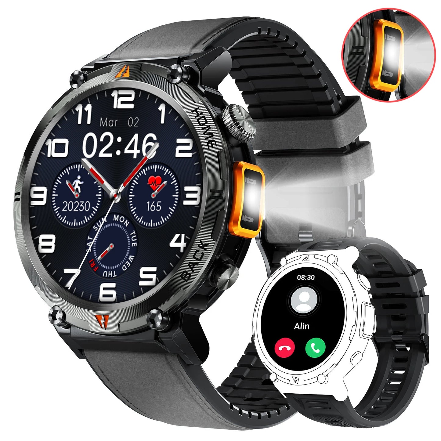 EIGIIS 2024 New Smart Watch KE3 3ATM Waterproof Sport Genuine Original Design Men Bluetooth Call Health Monitor With Flashlight