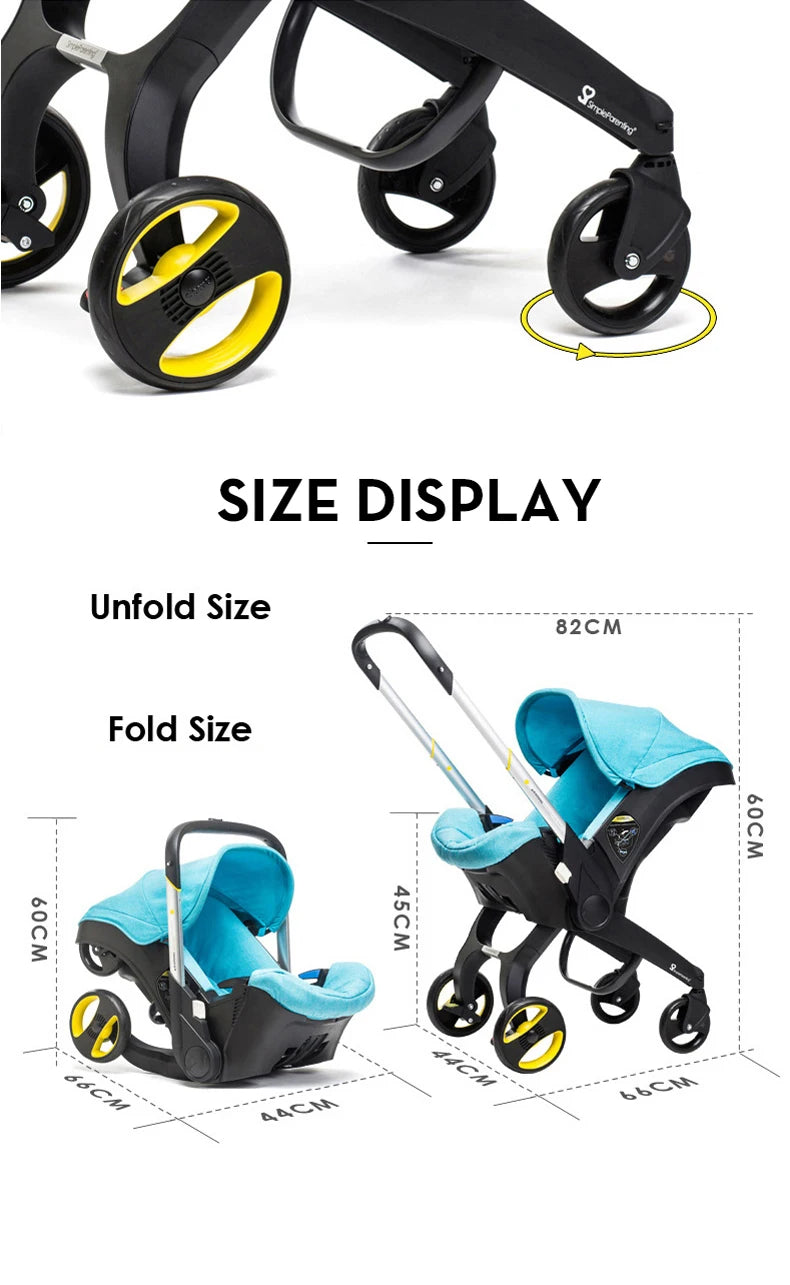 Compact Car Seat Stroller, Baby Stroller 3 in 1 Infant Travel System for Newborns, Lightweight Baby Safety Car Seats Travel Pram