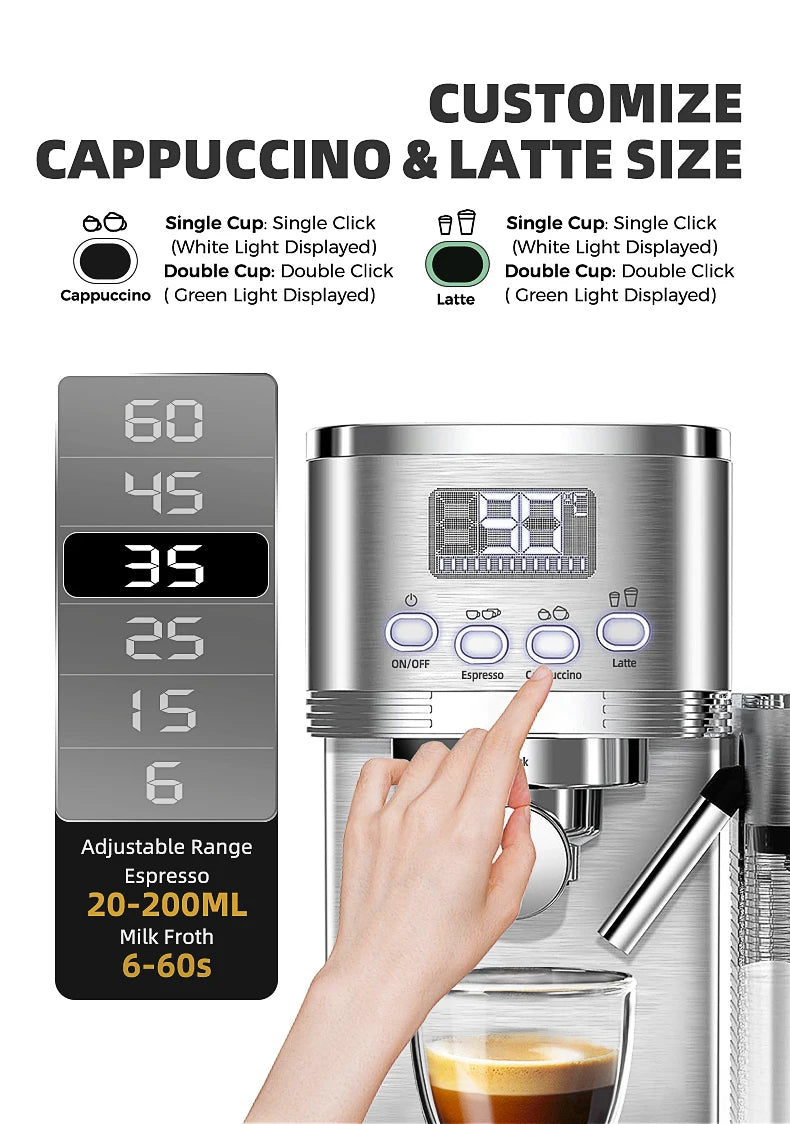 Cafelffe 3in1 Automatic Coffee machine cafeteria Cappuccino Latte Espresso maker Fully Automatic Milk Froth Stainless Steels