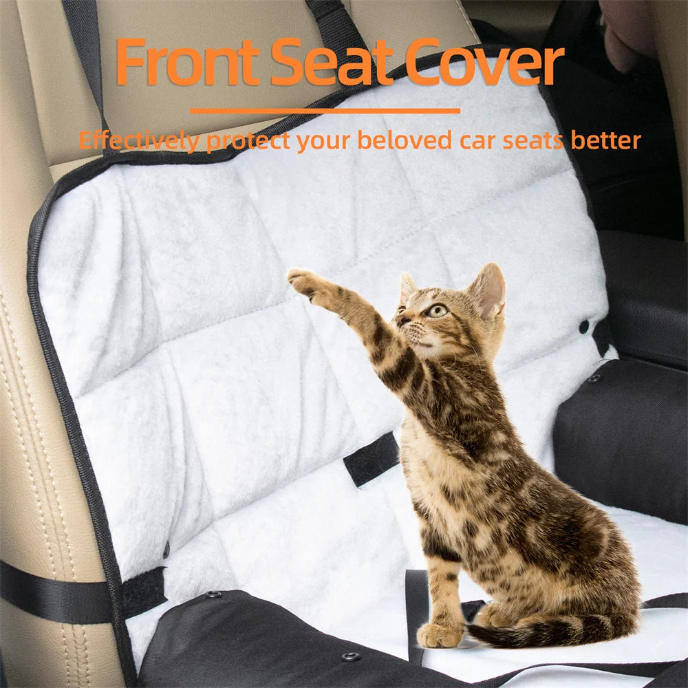 Portable Dog Car Seat Bed Pet Booster Car Seat Travel Carrier Seat with Clip-on Safety Belt Waterproof Basket Protector Cushion