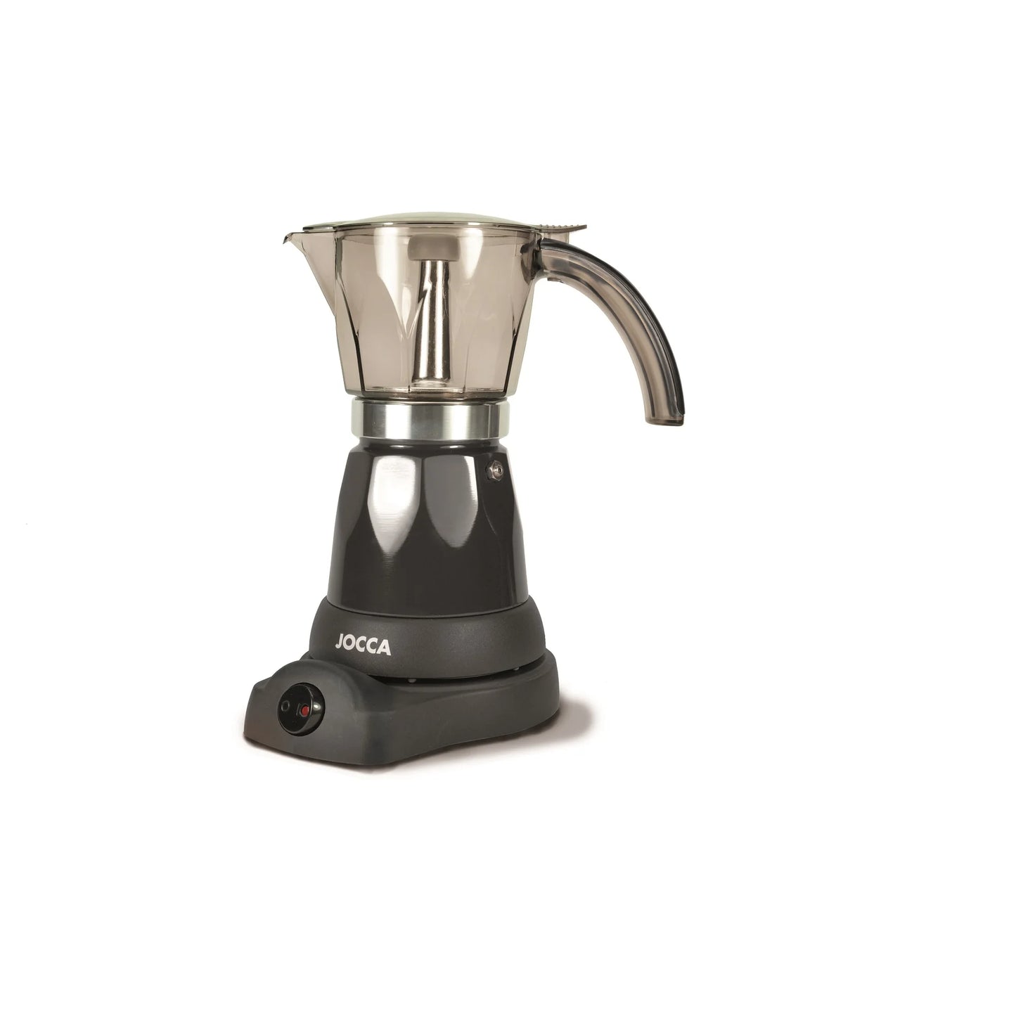 Induction coffee maker, electric and portable from JOCCA. Italian coffee EXPRESSO for 6 professional cups. Compact electric kettle with always hot system, 360 degree BASE, cold touch handle and 480W power.