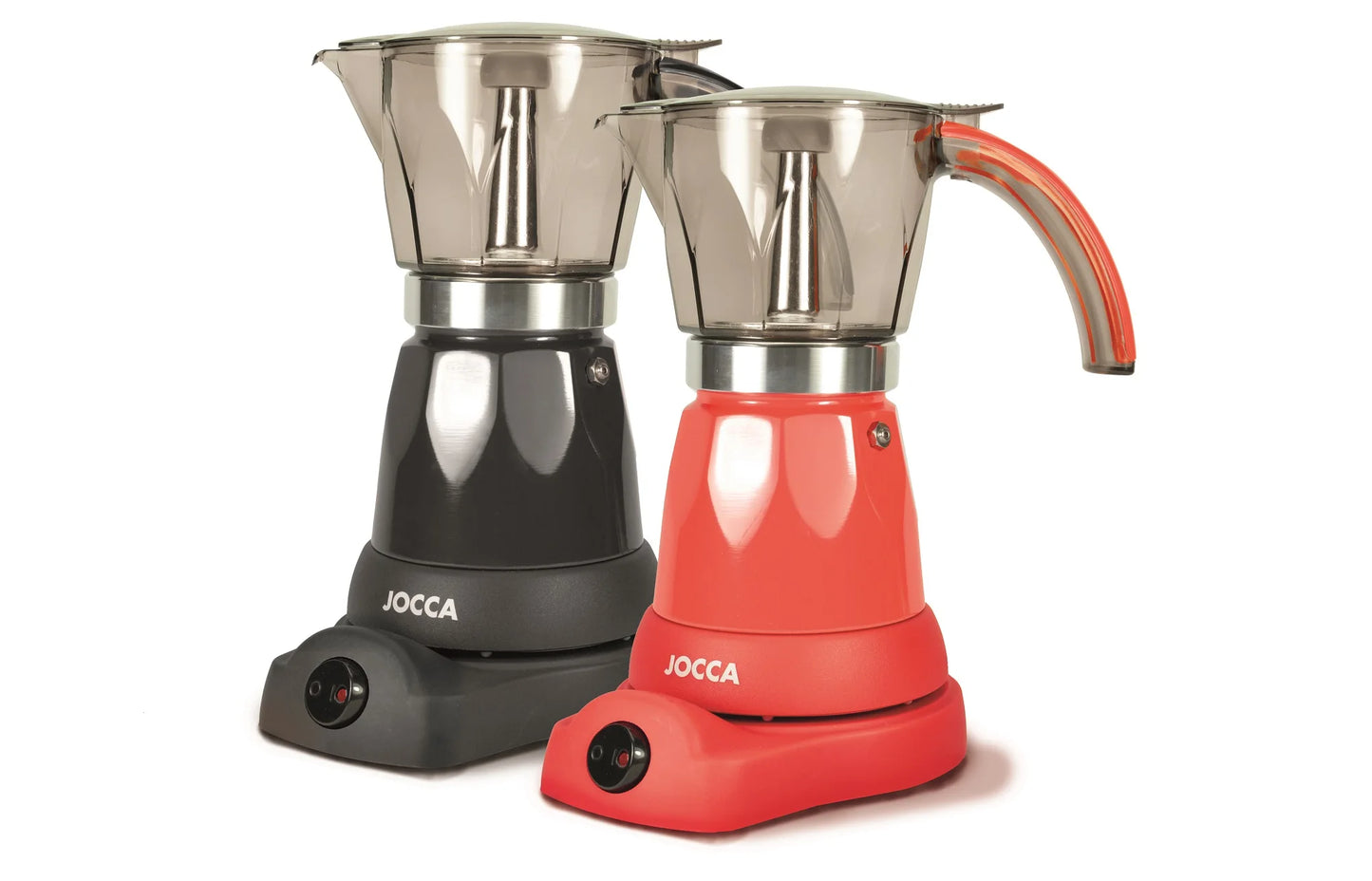 Induction coffee maker, electric and portable from JOCCA. Italian coffee EXPRESSO for 6 professional cups. Compact electric kettle with always hot system, 360 degree BASE, cold touch handle and 480W power.